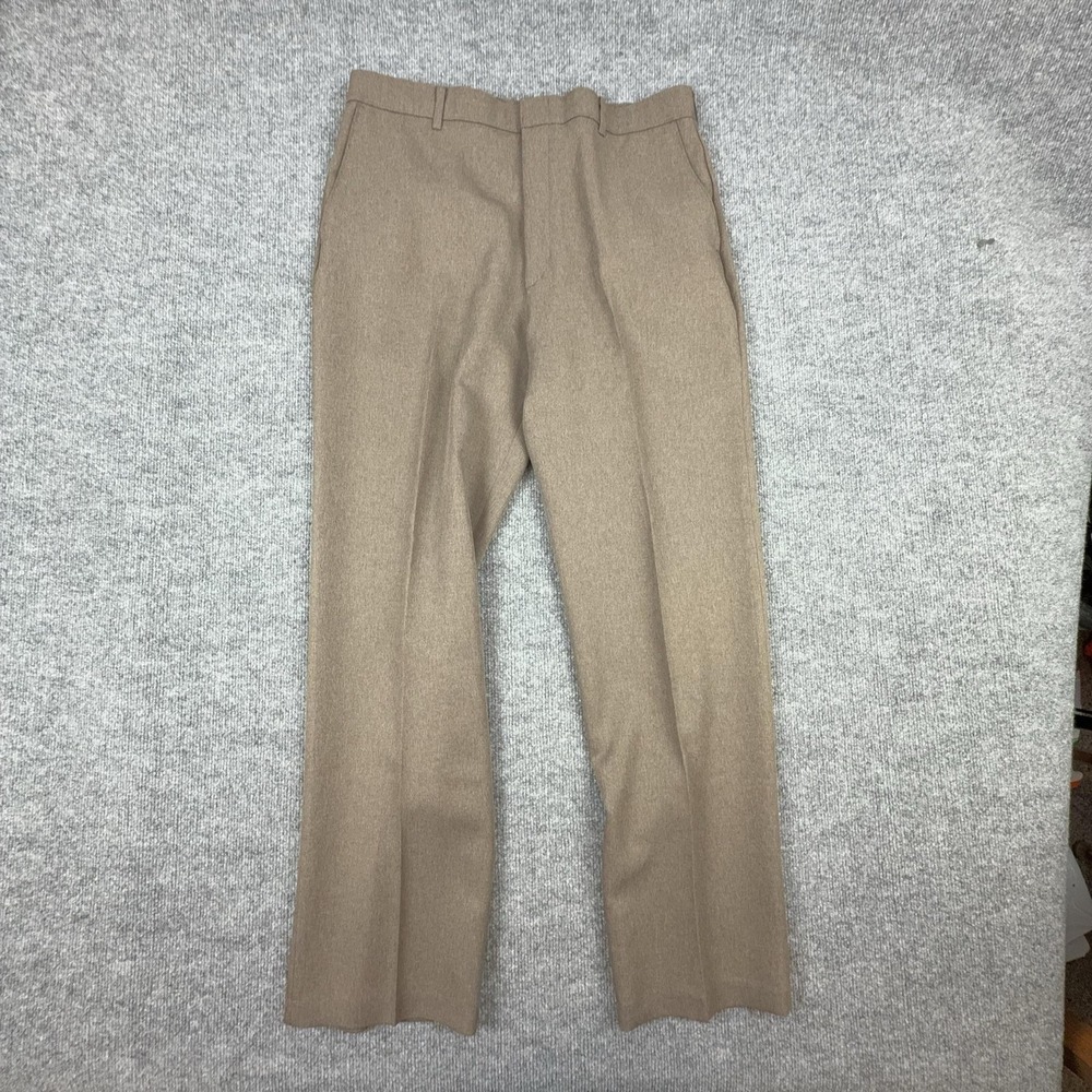 Vintage Levi Strauss Action Slacks Pants Mens 36x32 Beige Polyester Dress USA